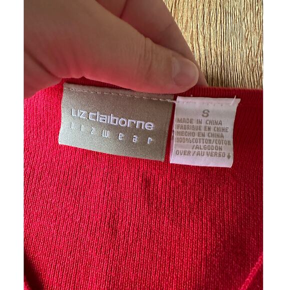 Liz Claiborne Vtg Red Striped Cardigan Sweater Size Small - Picture 2 of 6